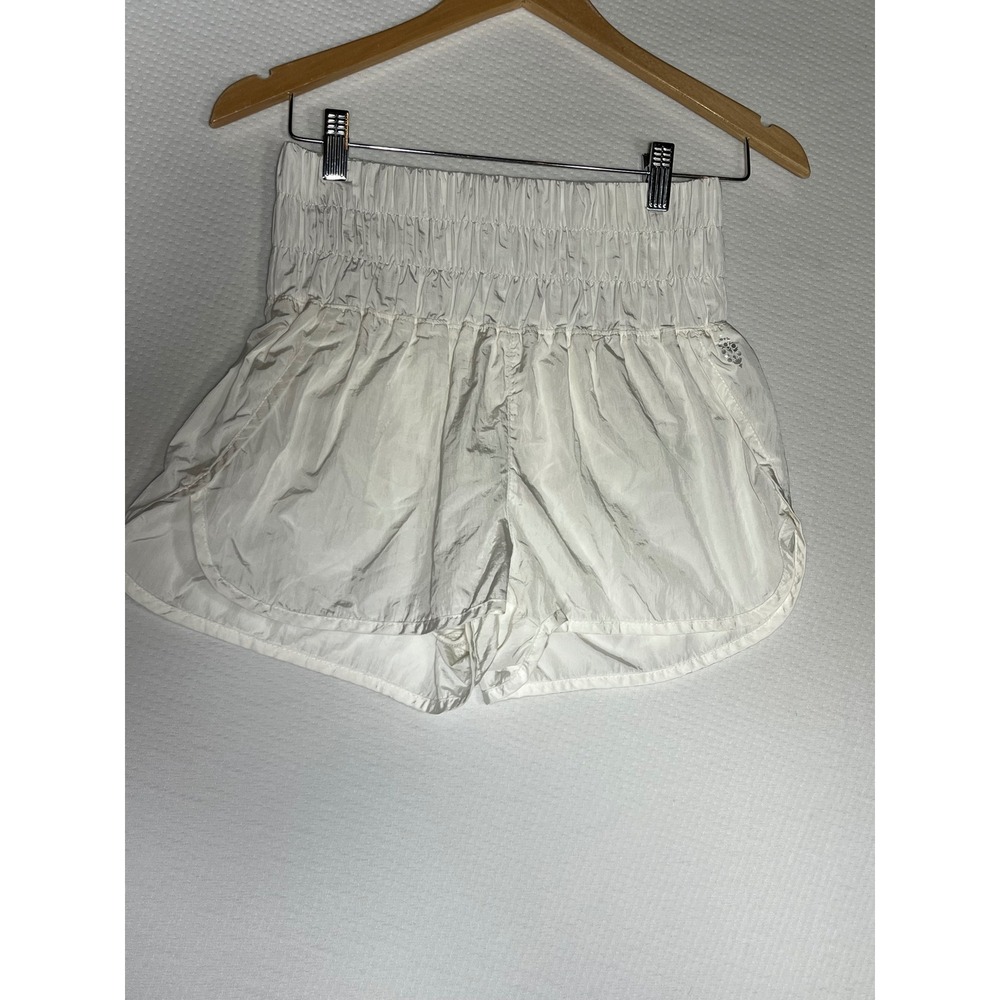 FP Movement The Way Home Shorts Women Small White Nylon Smocked Athletic Running